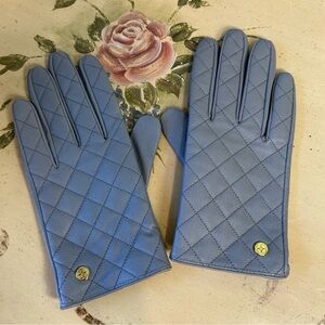 Gray Diamond Stitched Leather Gloves